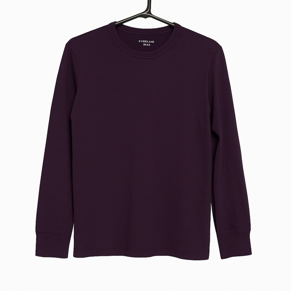 Everlane Dark Purple Waffle Long-Sleeve Crew Tee - Picture 4 of 5